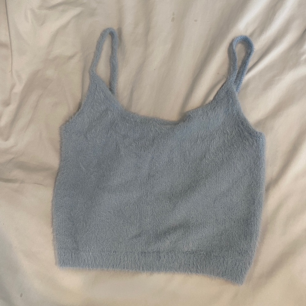 kendall and kylie soft blue crop top